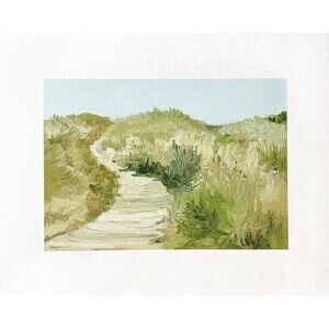 8x10 Original Oil Landscape Painting Seascape Coastal Dunes Art Blue Sky Signed